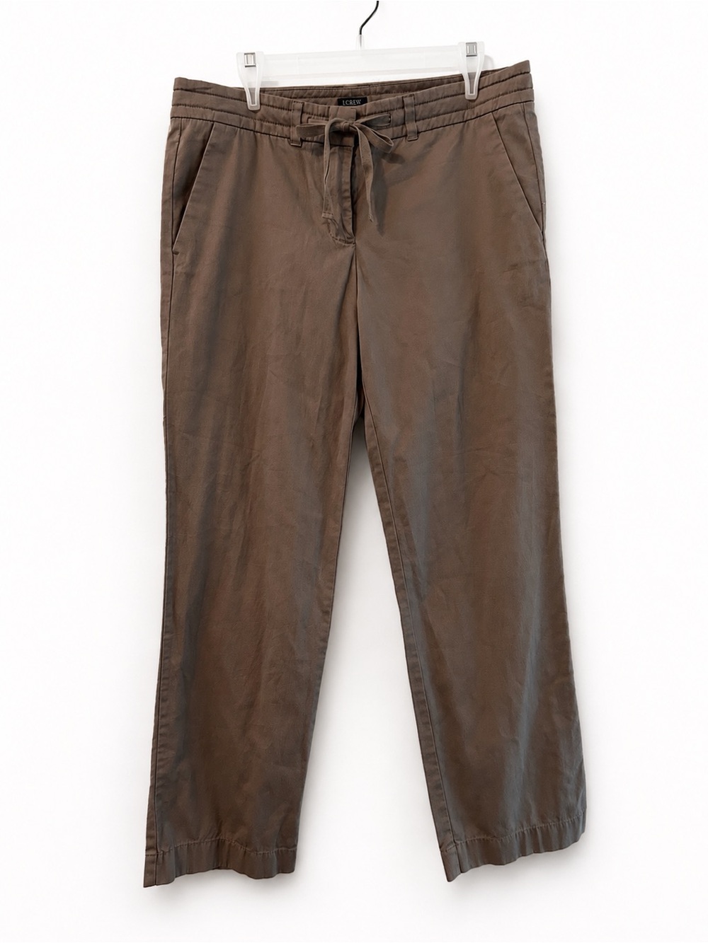 J.Crew 100% Cotton Taupe Drawstring Straight Leg Pants Size 8